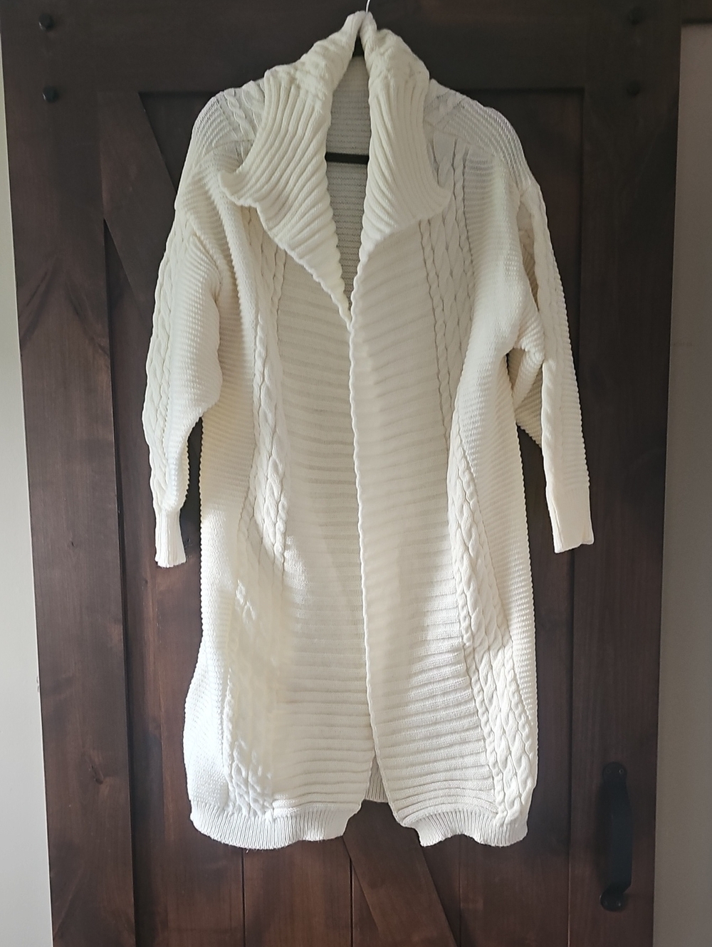 Cozy Open-Front Cream Cable Knit Women's Sweater Cardigan
